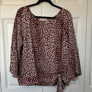 Michael Kors Burgundy and Cream Leopard Print Blouse